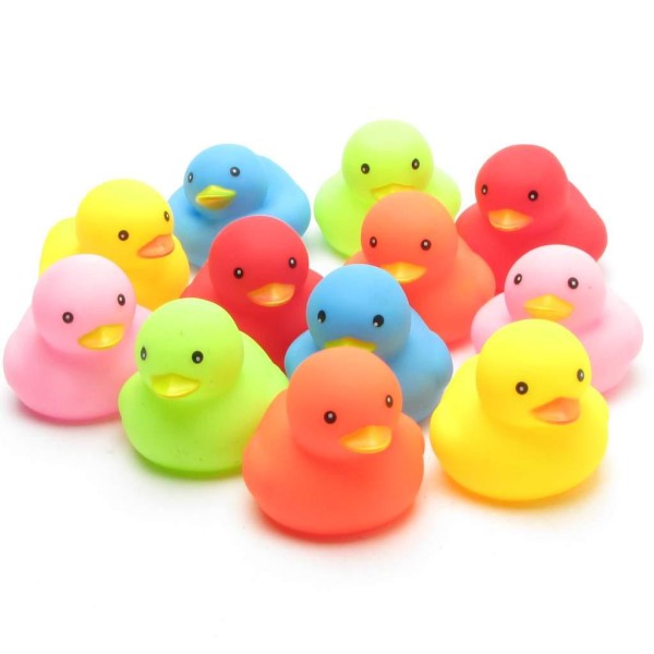 Colourful rubber ducks - set of 12