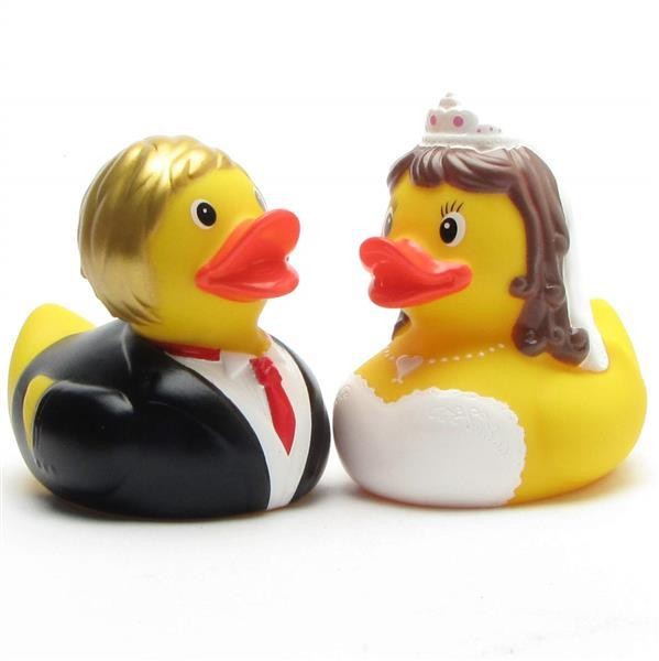 Bride and groom rubber ducks