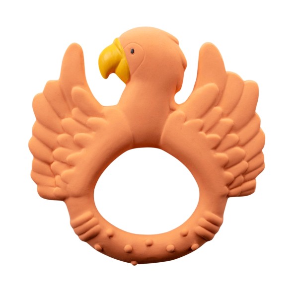 Natural Rubber Teething Ring Parrot - orange