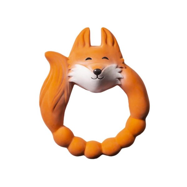 Teething ring fox made of natural rubber - orange