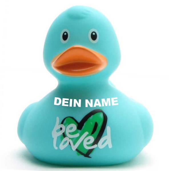 &quot;Be Loved&quot; Ente - türkis - Personalisiert