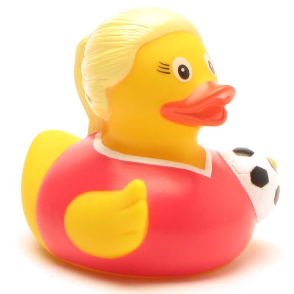 Soccer Playerin Rubber Duck - red