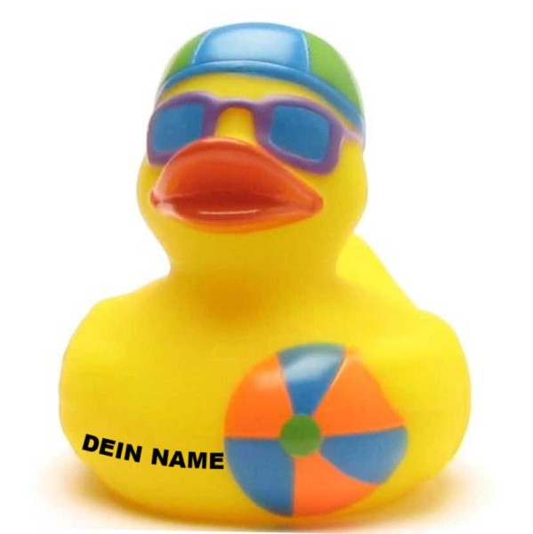 Ente mit Wasserball - Personalisiert