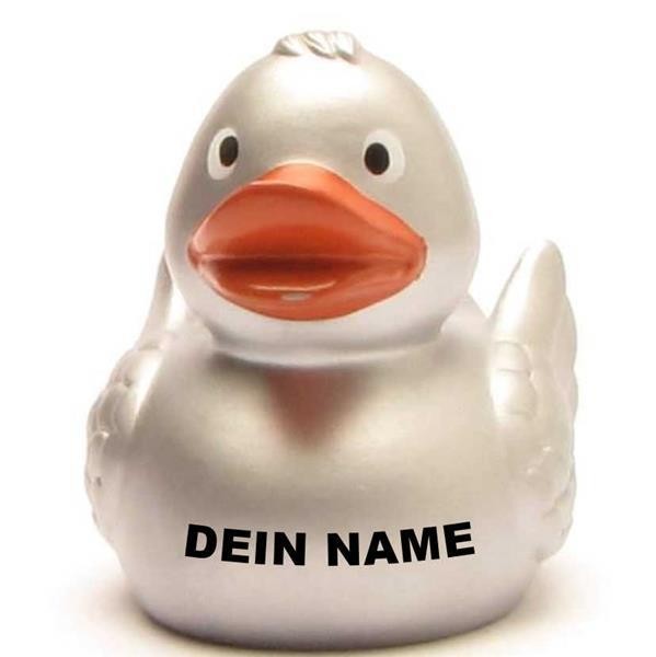 Edle Ente in Silber 8 cm - Personalisiert