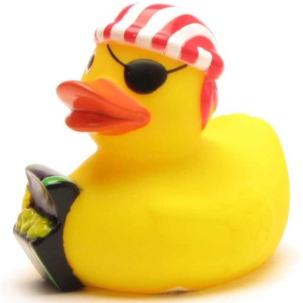 Rubber Duckie Pirate with treasure chest