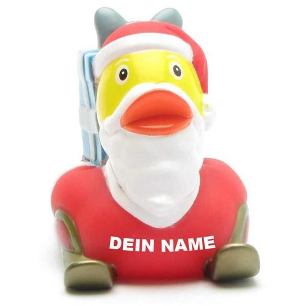 Weihnachtsmann Ente auf Schlitten - Personalisiert