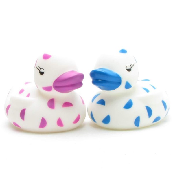 Rubber Ducks with patterns - LED-Lights - Set of 2