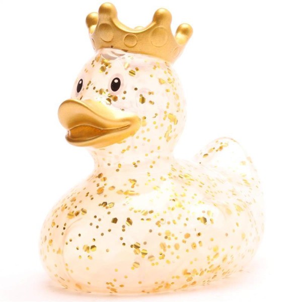 Pato de baño rey purpurina oro