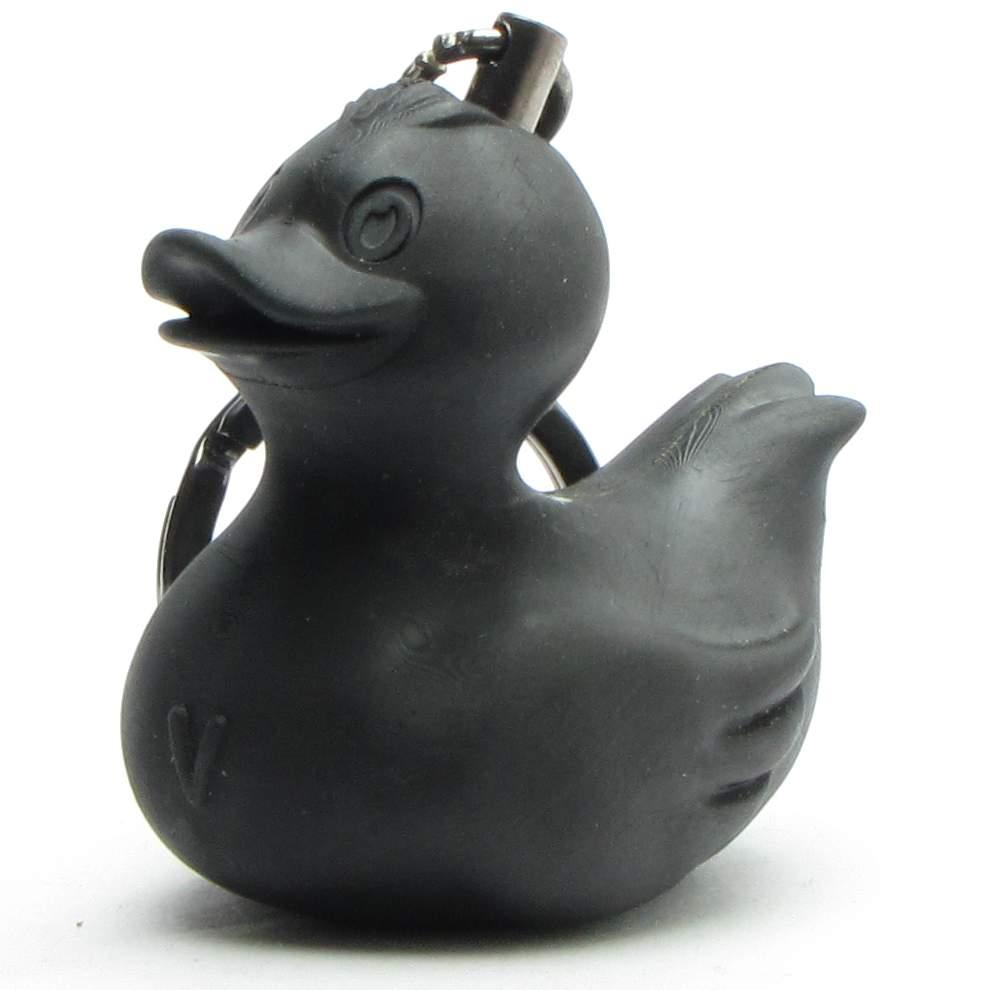 Badeente Black Duck Schlüsselanhänger Quietscheentchen Quietschenten Gummiente 