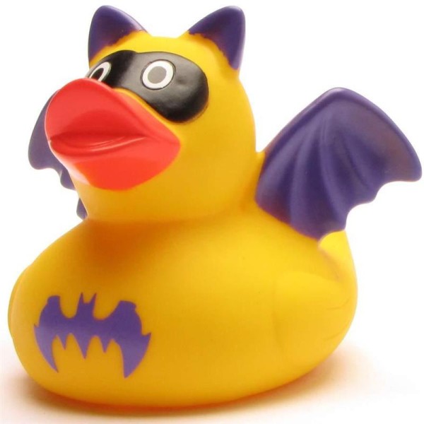 Pato de goma Batman amarillo/púrpura