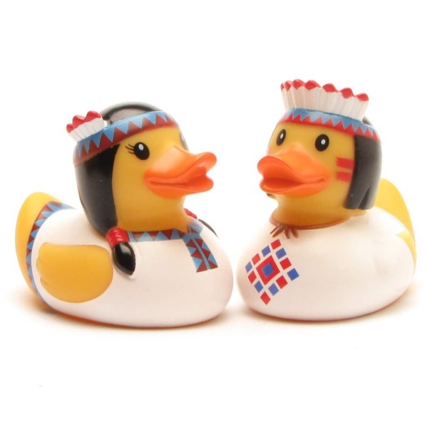 Rubber Duck Indian Pair- white - Set of 2