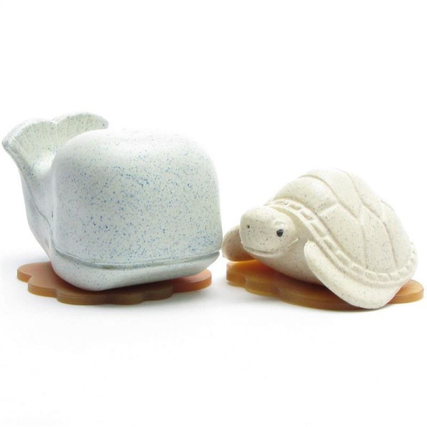 Bath toy set whale turtle - upcycled - Blizzard Blue Vanilla