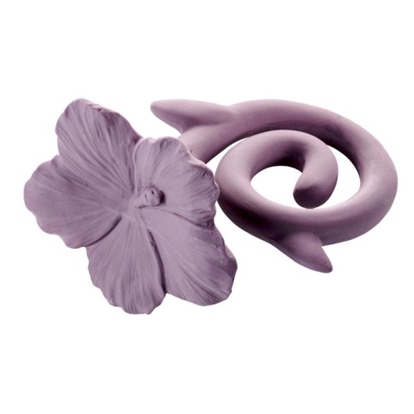 Anillo de dentición Flor de Hawaii de caucho natural - color púrpura