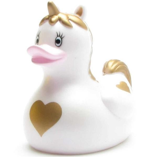 Yarto - Pato de goma unicornio con melena dorada