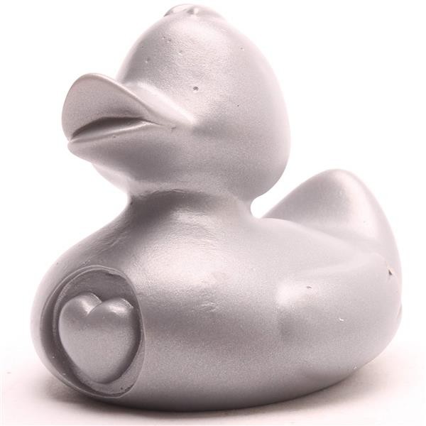 &quot;My Heart&quot; rubber duck - silver