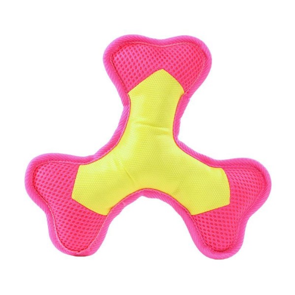 Hundespielzeug Flying Triple - gelb/pink - S