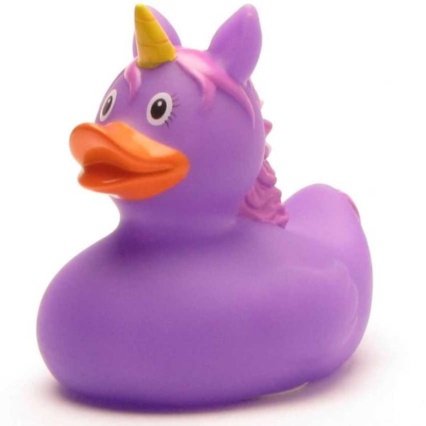 Pato de goma unicornio púrpura