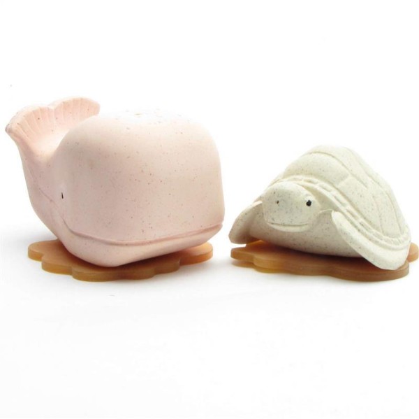 Bath toy set Whale Turtle - upcycled - Champagne Pink Vanilla