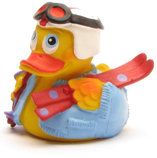 Ski-Duck with white helmet and glasses - blue