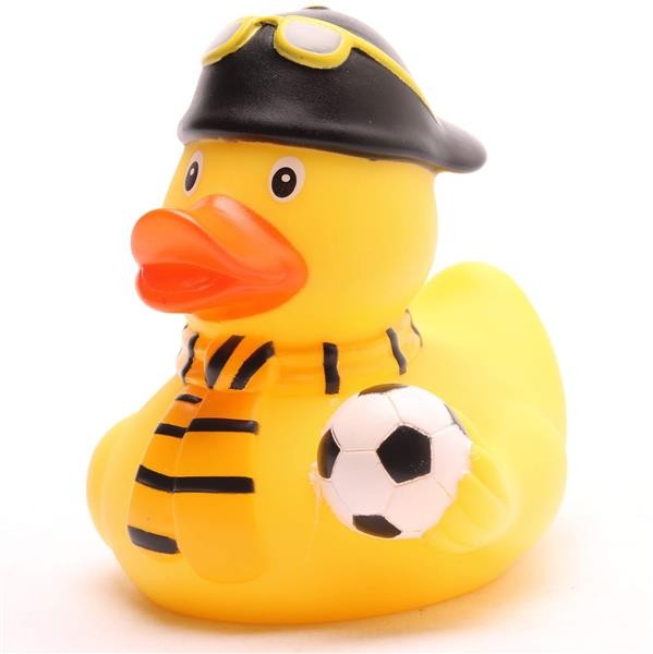 Pato de goma aficionado al fútbol - negro y amarillo