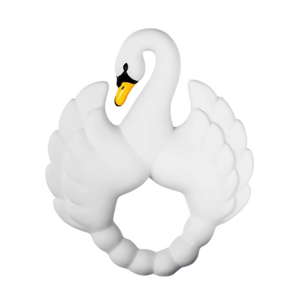 Natural rubber swan teething ring - white